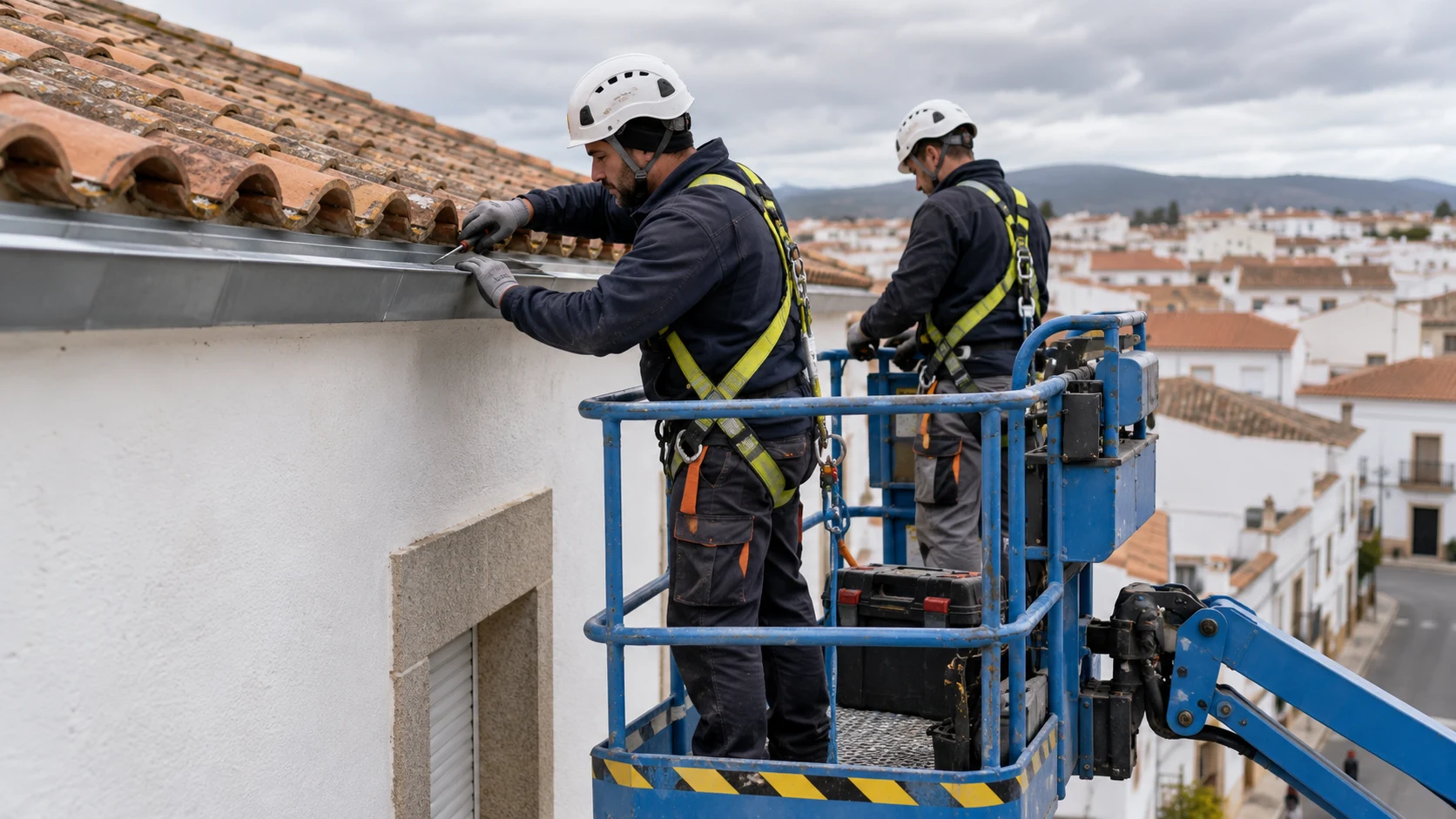 Reparación de remate de cubierta desde cesta