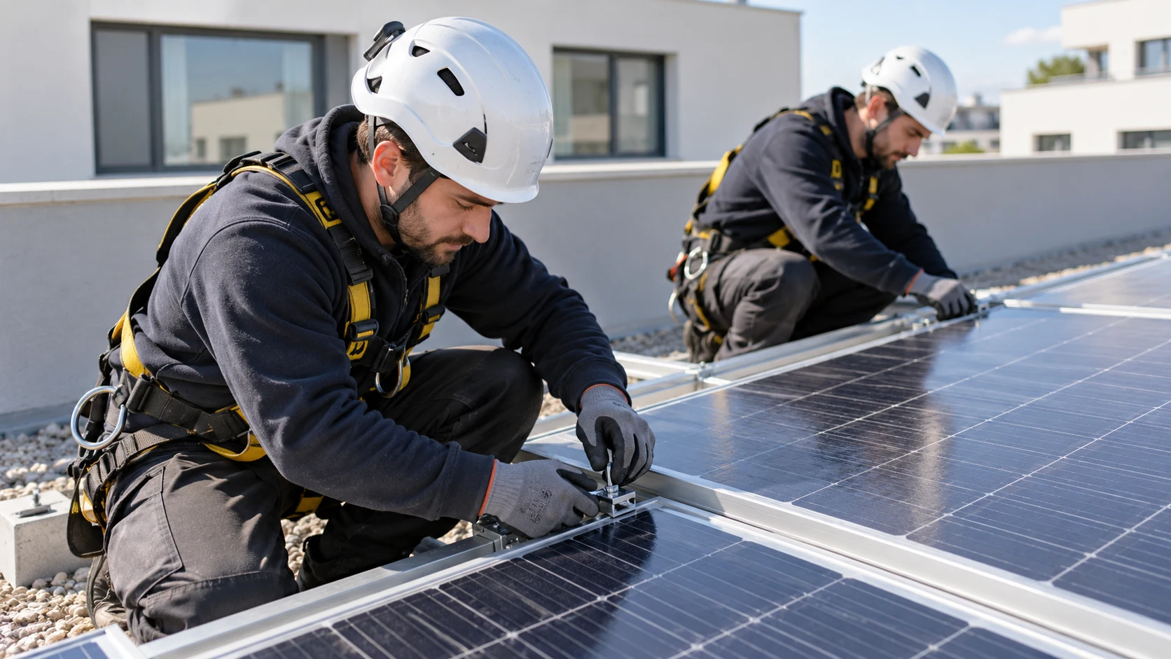 Placas solares y apoyo al montaje